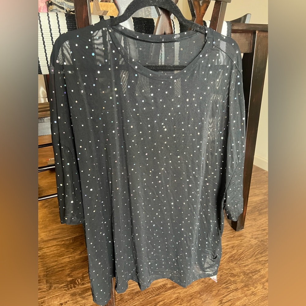 Black sparkly mesh top - PLUS